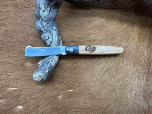 Couteau type : Greffoir manche en Bois gravé (Gravure Prénom Offerte) ref G2517