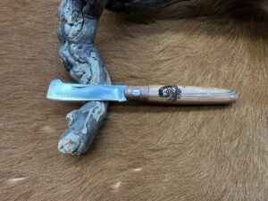 Couteau type : Greffoir manche en Bois gravé (Gravure Prénom Offerte) ref G2518