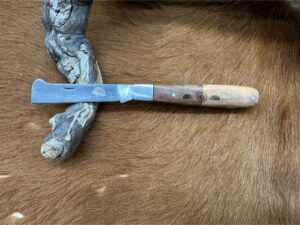 Couteau type : Greffoir manche en Bois et Noyer gravé (Gravure Prénom Offerte) ref G2520