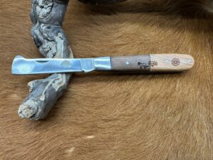 Couteau type : Greffoir manche en Bois et Noyer gravé (Gravure Prénom Offerte) ref G2521