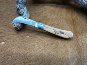 Couteau type : Serpette manche en Bois Gravé (Gravure Prénom Offerte) ref SP2505