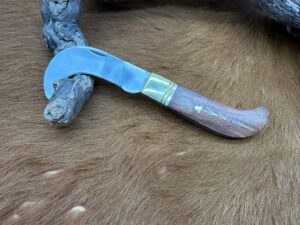 Couteau type : Serpette manche en Bois avec Tulipes incrustée ref SP2513