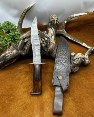 Magnifique couteau lame en acier damas 256 couches de chez RITE EDGE manche en noyer ref B209