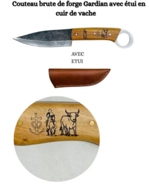 Couteau brute de forge Gardian avec étui en cuir de vache Ref BFG3