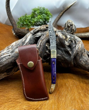 Magnifique couteau de poche pliant, lame en acier damas 256 couches ref P5