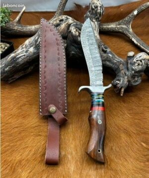 Bowie lame en acier damas 256 couches manche en bois ref B133