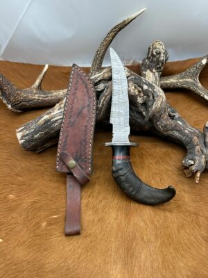 Bowie lame en acier damas 256 couches manche en corne ref BD100