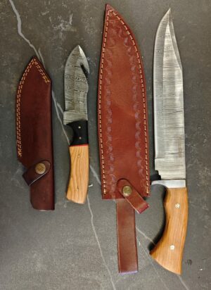 Lot de 2 couteaux lame acier damas ref LT234