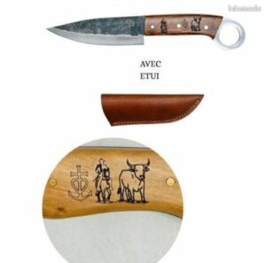 CTX34: Couteau brute de forge Gardian avec étui en cuir de vache Ref BFG4