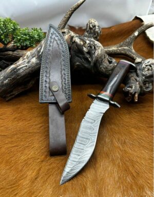 Bowie lame en acier damas 256 couches manche bois ref B112