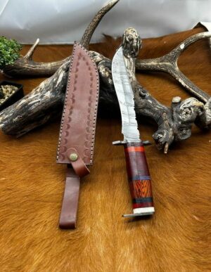 Bowie lame en acier damas 256 couches manche en bois ref B139