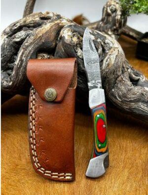 Couteau lame en acier Damas 256couches pliable_ cp31