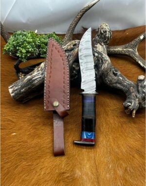 Bowie lame en acier damas 256 couches manche en bois ref B142