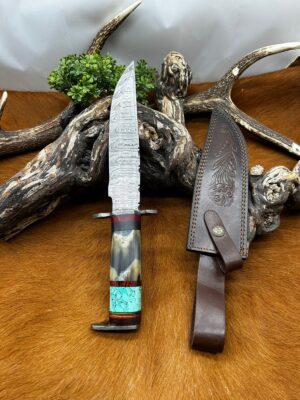 Magnifique couteau lame acier damas ref B183