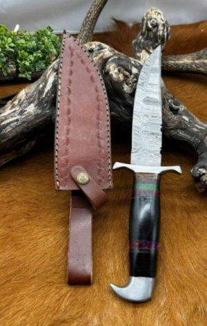 Bowie lame en acier damas 256 couches manche en corne ref B146