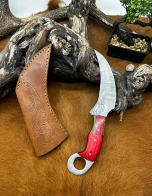 Couteau Karambit Lame Acier DAMAS 256couches manche en bois Fabrication Artisanal Réf K12