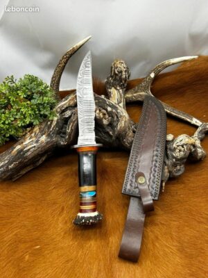 Magnifique couteau lame en acier damas 256 couches ref B223