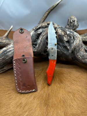 Couteau pliant lame damas 256 couches, manche en Micarta ref MIC14