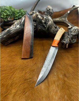 Couteau Damas 256 couches manche en bois ref D01