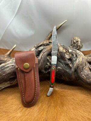 Couteau pliant lame damas 256 couches, manche en Bois de Rose ref RS17