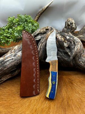 Magnifique petit Bowie smoky Mountain Blades lame en acier Damas et manche en bois vendu dans sa boîte ref SMB114