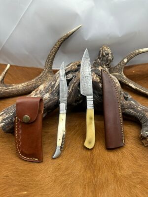 Set de deux Couteaux : Couteau de Chasse + Couteau de poche lame en Acier Damas 256 Couches ref LTD551
