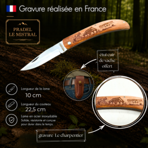 Couteau de poche Pradel le Mistral avec gravure laser LE CHARPENTIER ref 1004Lecharpentier