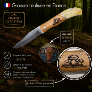 Couteau de poche Pradel le Mistral avec gravure laser CHAMPIGNONS 1042Champignons