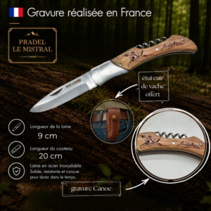 Couteau de poche Pradel le Mistral avec gravure CANOE C1102Canoe