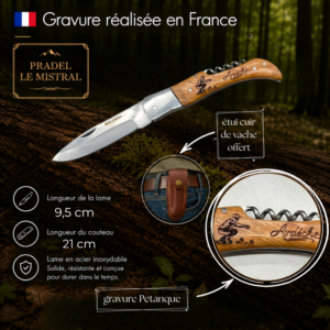 Couteau de poche Pradel le Mistral avec gravure Petanque C1102Petanque