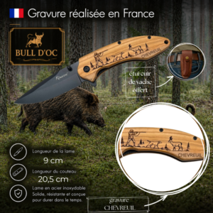 Couteau de poche BULL D'OC avec CHEVREUIL CAB2Chevreuil