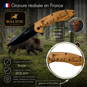 Couteau de poche BULL D'OC avec SANGLIER CAB2Sanglier
