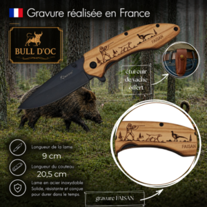 Couteau de poche BULL D'OC avec FAISAN CAB2Faisan