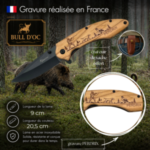 Couteau de poche BULL D'OC avec PERDRIX CAB2Perdrix