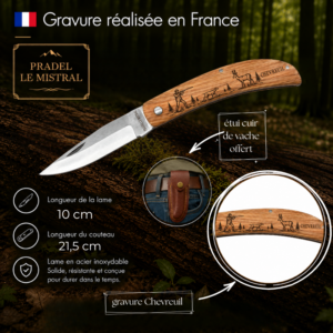 Couteau de poche Padel le Mistral avec CHEVREUIL C1004Chevreuil