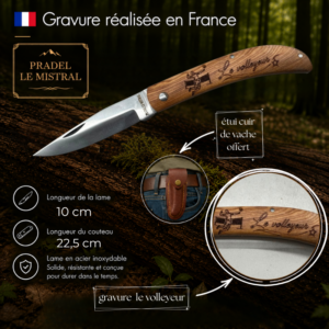 Couteau de poche Pradel le Mistral avec gravure laser LE VOLLEYEUR ref 1004Levolleyeur
