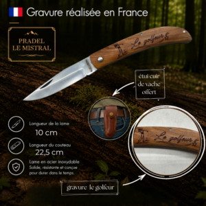 Couteau de poche Pradel le Mistral avec gravure laser LE GOLFEUR ref 1004Legolfeur
