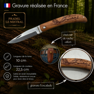 Couteau de poche Pradel le Mistral avec gravure laser L'ESCALADE ref 1004L'escalade