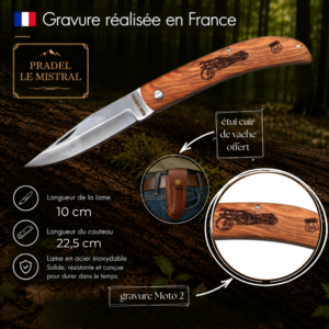 Couteau de poche Pradel le Mistral avec gravure laser MOTO2 ref 1004Moto2