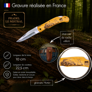 Couteau de poche Pradel le Mistral avec gravure laser MOTO ref CH10moto