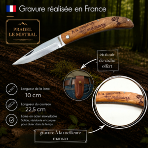 Couteau de poche Pradel le Mistral avec gravure laser À MEILLEURE MAMAN ref 1004àlameilleuremaman