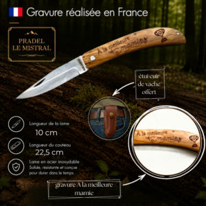 Couteau de poche Pradel le Mistral avec gravure laser À MEILLEURE MAMIE ref 1004àlameilleuremamie