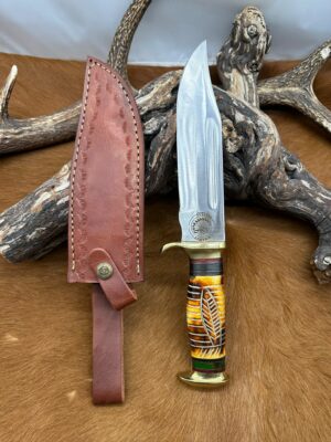 Couteau bowie manche en Os taillé indien d'Amerique : Chipaway Cutlery USA ref GRA30