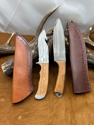 Set de Forestier : Couteau lame brut de forge poli + Couteau à dépecer ref CBCP40